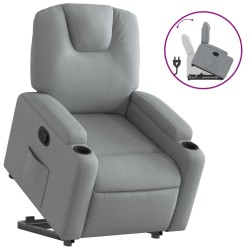 vidaXL Sillón reclinable elevable de tela gris claro