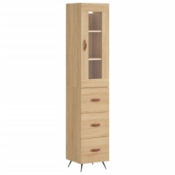 vidaXL Aparador de madera contrachapada roble Sonoma 34,5x34x180 cm