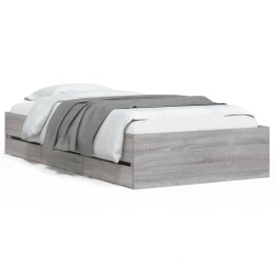 vidaXL Cama con cajones madera ingeniería gris Sonoma 90x200 cm