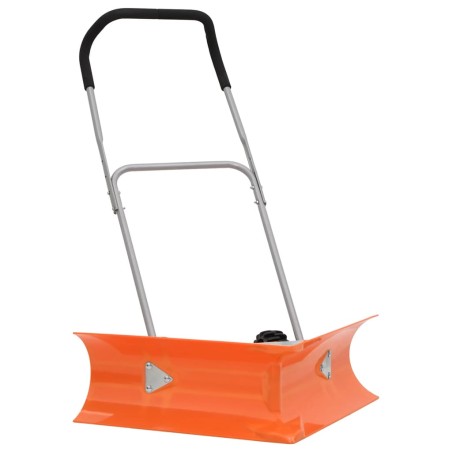 vidaXL Pala quitanieves de doble ángulo mango extensible acero naranja