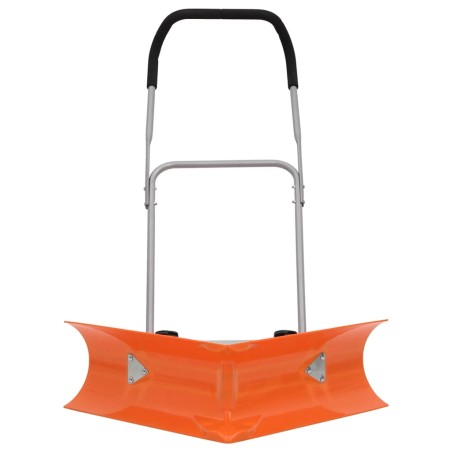 vidaXL Pala quitanieves de doble ángulo mango extensible acero naranja