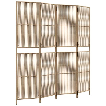 vidaXL Biombo de 4 paneles ratán sintético beige