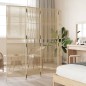 vidaXL Biombo de 4 paneles ratán sintético beige