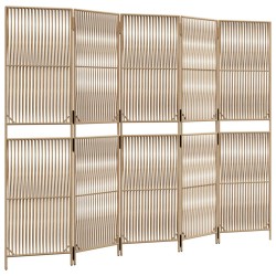 vidaXL Biombo de 5 paneles ratán sintético beige