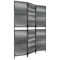 vidaXL Biombo de 3 paneles ratán sintético negro