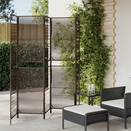 vidaXL Biombo de 5 paneles ratán sintético marrón