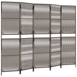 vidaXL Biombo de 5 paneles ratán sintético marrón