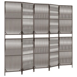 vidaXL Biombo de 5 paneles ratán sintético marrón