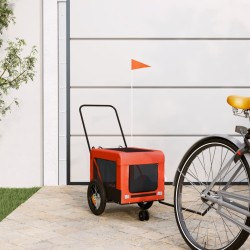 vidaXL Remolque de bicicleta mascotas hierro tela Oxford naranja negro