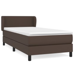 vidaXL Cama box spring con colchón cuero sintético marrón 90x200 cm