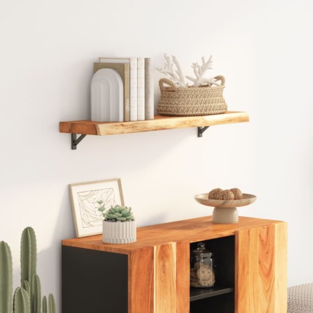 vidaXL Estante pared rectangular madera acacia borde vivo 90x30x2,5 cm