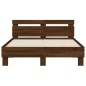 vidaXL Estructura de cama cabecero y luces LED marrón roble 120x190 cm