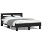 vidaXL Estructura de cama con cabecero y luces LED negro 135x190 cm vidaXL Estructura de cama con cabecero y luces LED negro 135x190 cm
