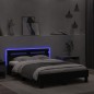 vidaXL Estructura de cama con cabecero y luces LED negro 135x190 cm vidaXL Estructura de cama con cabecero y luces LED negro 135x190 cm