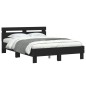 vidaXL Estructura de cama con cabecero y luces LED negro 135x190 cm vidaXL Estructura de cama con cabecero y luces LED negro 135x190 cm