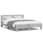 vidaXL Estructura de cama cabecero y luces LED gris hormigón 140x190cm vidaXL Estructura de cama cabecero y luces LED gris hormigón 140x190cm