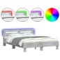 vidaXL Estructura de cama cabecero y luces LED gris hormigón 140x190cm vidaXL Estructura de cama cabecero y luces LED gris hormigón 140x190cm