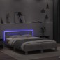 vidaXL Estructura de cama cabecero y luces LED gris hormigón 140x190cm vidaXL Estructura de cama cabecero y luces LED gris hormigón 140x190cm