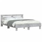 vidaXL Estructura de cama cabecero y luces LED gris hormigón 140x190cm vidaXL Estructura de cama cabecero y luces LED gris hormigón 140x190cm