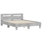 vidaXL Estructura de cama cabecero y luces LED gris hormigón 140x190cm vidaXL Estructura de cama cabecero y luces LED gris hormigón 140x190cm
