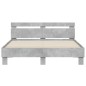 vidaXL Estructura de cama cabecero y luces LED gris hormigón 140x190cm vidaXL Estructura de cama cabecero y luces LED gris hormigón 140x190cm
