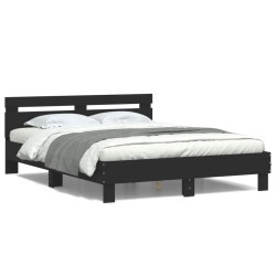 vidaXL Estructura de cama con cabecero y luces LED negro 140x190 cm