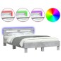 vidaXL Estructura de cama cabecero y luces LED gris hormigón 120x190cm vidaXL Estructura de cama cabecero y luces LED gris hormigón 120x190cm