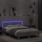 vidaXL Estructura de cama cabecero y luces LED gris hormigón 120x190cm vidaXL Estructura de cama cabecero y luces LED gris hormigón 120x190cm