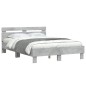 vidaXL Estructura de cama cabecero y luces LED gris hormigón 120x190cm vidaXL Estructura de cama cabecero y luces LED gris hormigón 120x190cm