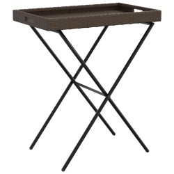 vidaXL Mesa con bandeja plegable ratán sintético marrón 65x40x75 cm