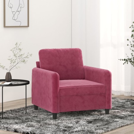 vidaXL Sillón de terciopelo rojo tinto 60 cm