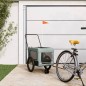 vidaXL Remolque de bicicleta mascotas hierro tela Oxford gris negro vidaXL Remolque de bicicleta mascotas hierro tela Oxford gris negro