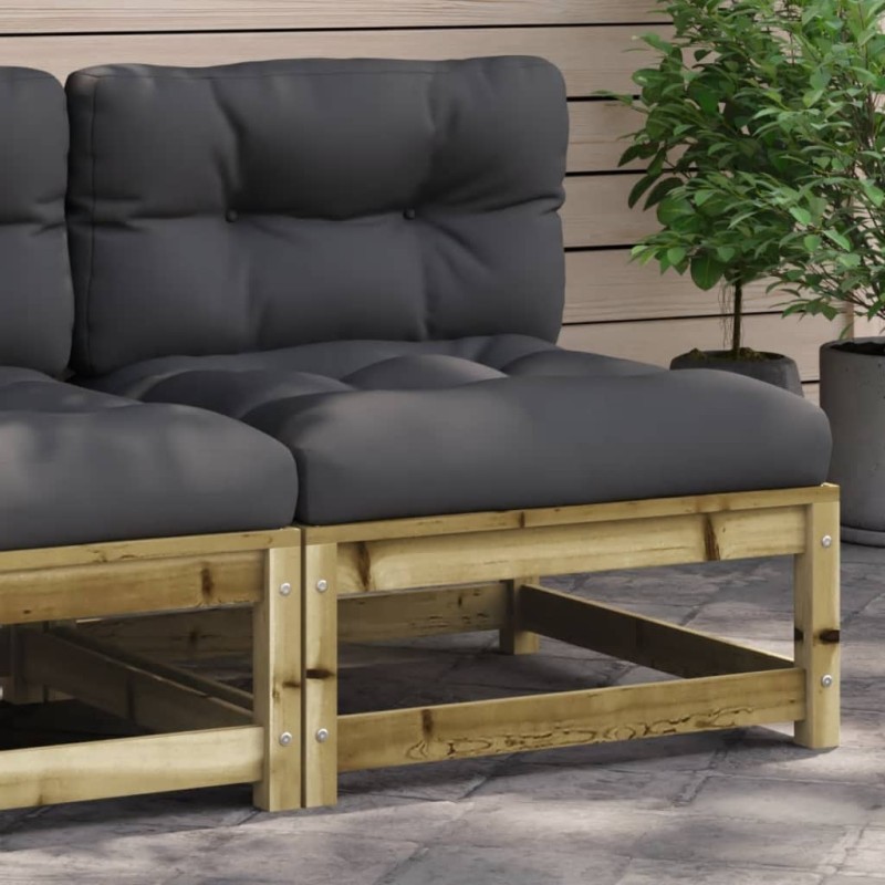 vidaXL Sofá jardín sin reposabrazos con cojines madera pino impregnada vidaXL Sofá jardín sin reposabrazos con cojines madera pino impregnada
