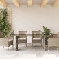 vidaXL Mesa jardín superficie vidrio ratán PE gris claro 190x80x74 cm vidaXL Mesa jardín superficie vidrio ratán PE gris claro 190x80x74 cm