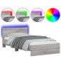vidaXL Estructura de cama cabecero luces LED gris Sonoma 100x200 cm vidaXL Estructura de cama cabecero luces LED gris Sonoma 100x200 cm