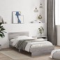 vidaXL Estructura de cama cabecero luces LED gris Sonoma 100x200 cm vidaXL Estructura de cama cabecero luces LED gris Sonoma 100x200 cm