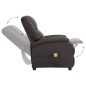 vidaXL Sillón de masaje de cuero auténtico marrón