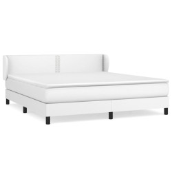 vidaXL Cama box spring con colchón cuero sintético blanco 180x200 cm