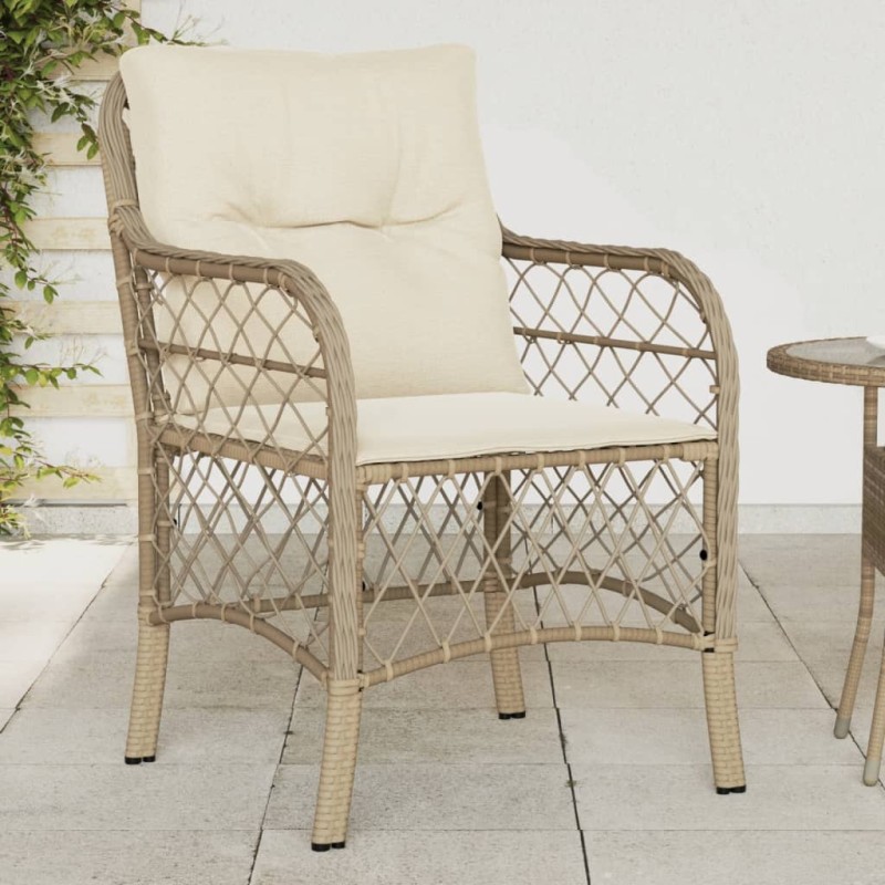 vidaXL Sillones de jardín con cojines 2 uds ratán sintético beige vidaXL Sillones de jardín con cojines 2 uds ratán sintético beige