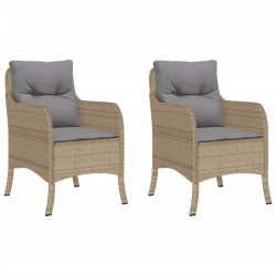 vidaXL Sillones jardín con cojines 2 uds ratán sintético beige mezcla