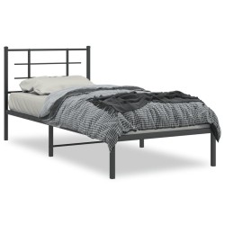 vidaXL Estructura de cama con cabecero metal negro 90x200 cm