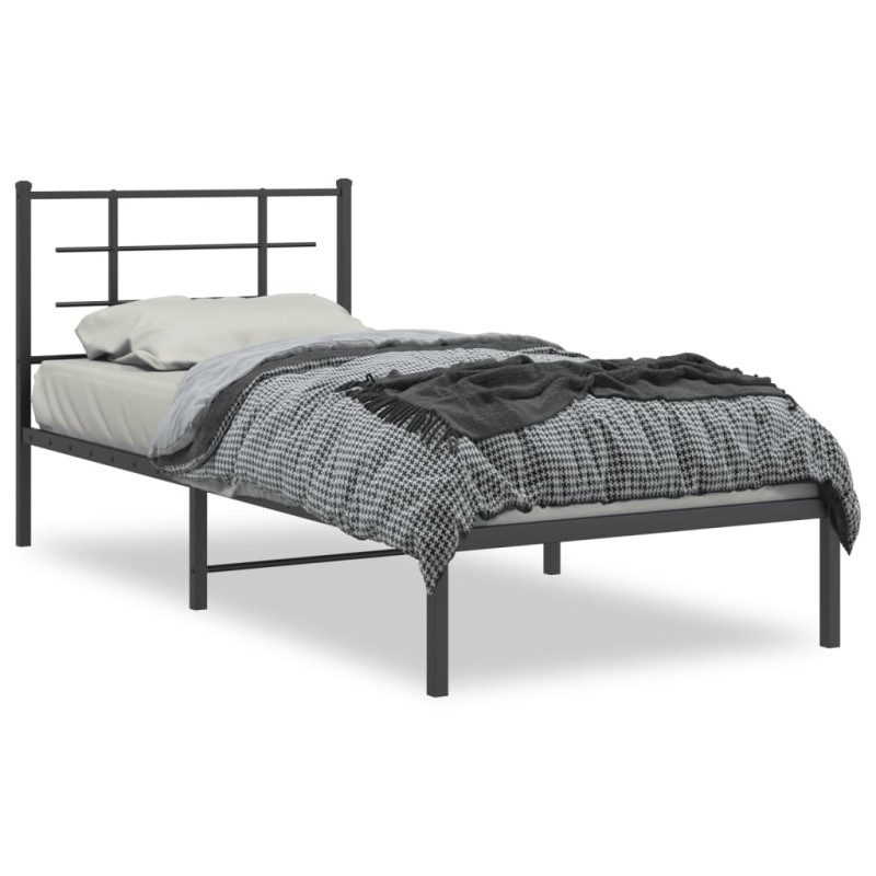 vidaXL Estructura de cama con cabecero metal negro 90x200 cm vidaXL Estructura de cama con cabecero metal negro 90x200 cm