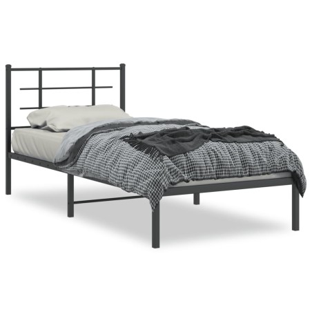 vidaXL Estructura de cama con cabecero metal negro 90x200 cm