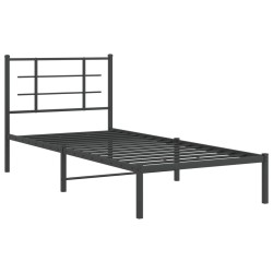 vidaXL Estructura de cama con cabecero metal negro 90x200 cm