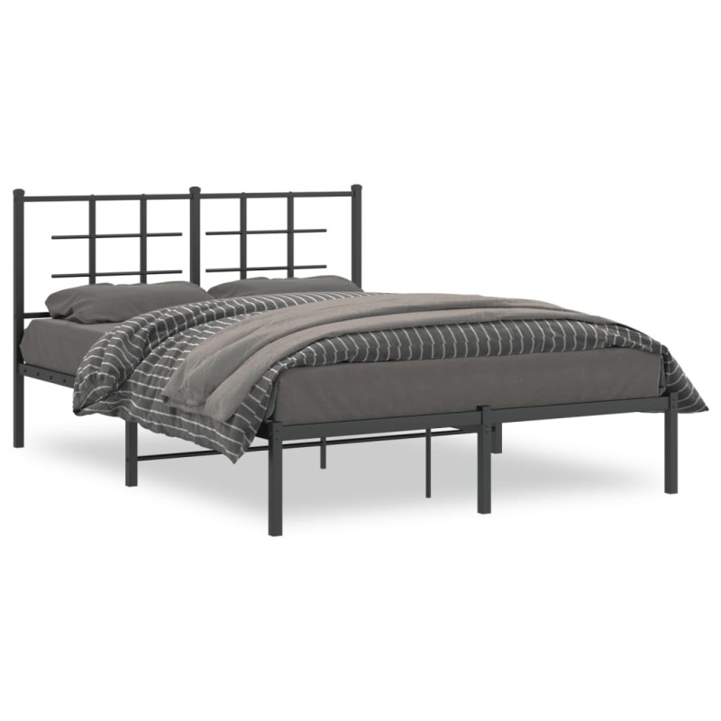 vidaXL Estructura de cama con cabecero metal negro 140x190 cm vidaXL Estructura de cama con cabecero metal negro 140x190 cm