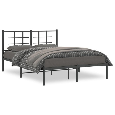 vidaXL Estructura de cama con cabecero metal negro 140x190 cm