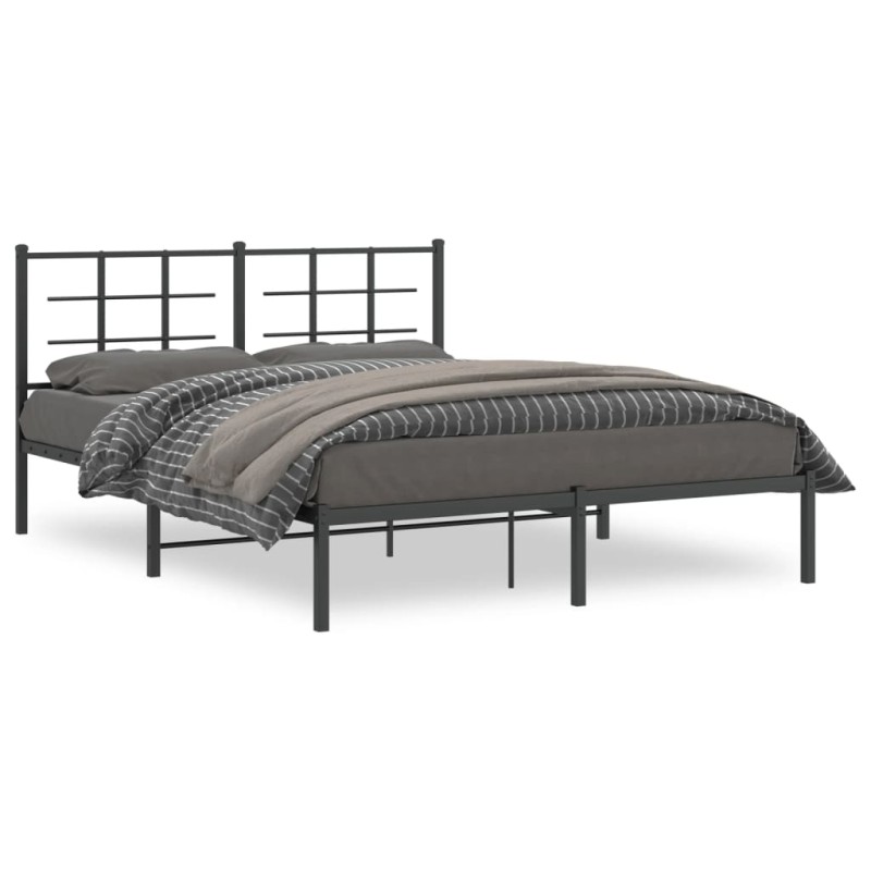 vidaXL Estructura de cama con cabecero metal negro 150x200 cm vidaXL Estructura de cama con cabecero metal negro 150x200 cm