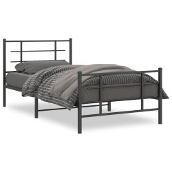 vidaXL Estructura de cama con cabecero y estribo metal negro 107x203cm