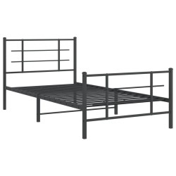 vidaXL Estructura de cama con cabecero y estribo metal negro 107x203cm