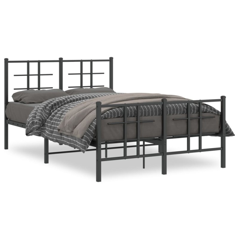 vidaXL Estructura de cama cabecero y estribo metal negro 120x200 cm vidaXL Estructura de cama cabecero y estribo metal negro 120x200 cm